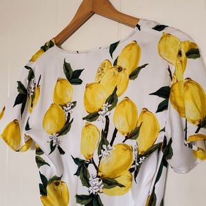 Lemon Print Wrap Dress